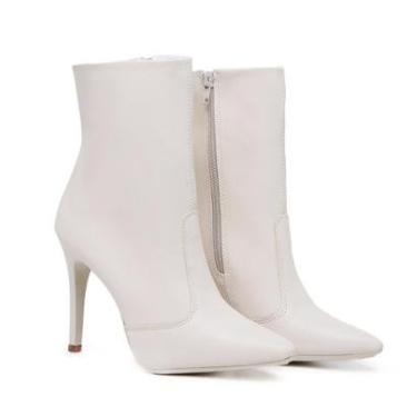 Imagem de Bota Feminina Cano Curto Bico Fino Confortável Salto Alto Elegante Tendência-Feminino