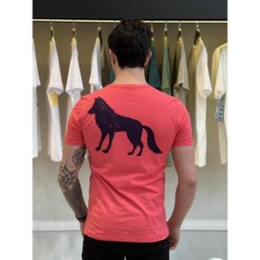 Imagem de Camiseta Acostamento Básica Lobo Nas Costas Masculino - G - Vermelho-claro-Masculino