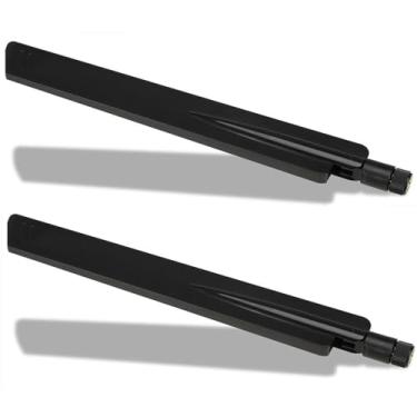 Imagem de 2 antenas WiFi de banda dupla 2,4 GHz 5 GHz RP-SMA macho para PC, computador desktop, cartão adaptador USB PCI PCIe WiFi, roteador de rede sem fio, câmera IP de segurança, monitor de vigilância por