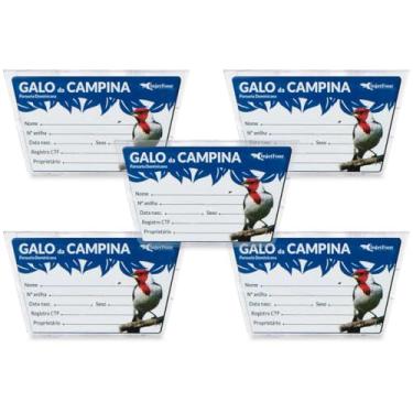 Imagem de Kit 5 Porta Nome Galo de Campina Crachá Acrílico Ficha Identificação Marcação Anel Macho Fêmea Placa Identificação Plaquinha Personalizada Passarinho