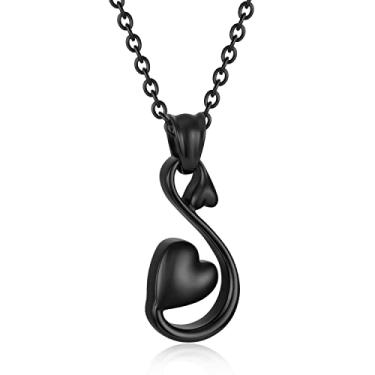 Imagem de YOIEU Joias de cremação de cisne para cinzas, colares de urna de coração infinito, medalhões de lembrança para suporte de cinzas, pingentes de urna funerária para mulheres e homens, Aço inoxidável,