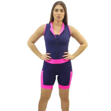 Imagem de Macacão manga cavada DA Modas para ciclismo com forro de shorts com bolso Feminina-Feminino