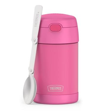 Imagem de THERMOS FUNTAINER Pote de alimentos isolado a vácuo de aço inoxidável de 473 ml com colher dobrável, rosa neon