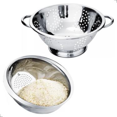 Imagem de Kit Escorredor De Macarrão Massas+escorredor Arroz Aço Inox