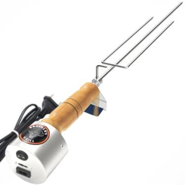 Imagem de Espeto Giratório Elétrico Master Bivolt BROTHER´S GRILL (Tridente 68 cm, Cabo de Madeira)