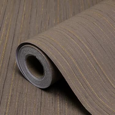 Imagem de Biyoee Papel de Parede Grasscloth Peel and Stick Papel de Parede Textura 40 cm x 1223 cm Papel de Parede Autoadesivo Marrom Sintético Grasscloth Papel de Parede Removível Armários Forro de Balcão