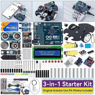Imagem de SunFounder Ultimate Starter Kit with Original Arduino Uno R4 Minima, 3 in 1 IoT/Smart Car/Basic Kit with Online Tutorials, for Beginners to Enthusiasts (Original Arduino Uno R4 Minima Included)