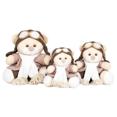 Imagem de TRIO DE URSOS AVIADOR DE PELÚCIA 15/18/22 - meninos (PALHA)