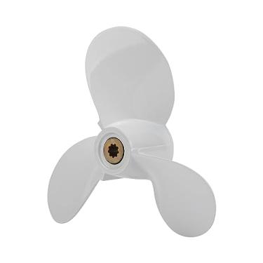 Imagem de VGEBY Hélice de popa, 6E0-45941-01-EL Liga de alumínio 3 lâminas branca Hélice de popa de rotação R 7 1/2X8-BA Suprimentos de remo