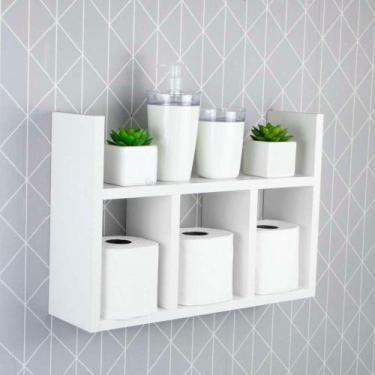 Imagem de Prateleira Porta Papel Organizador para Banheiro Branco 40cm - Mercado