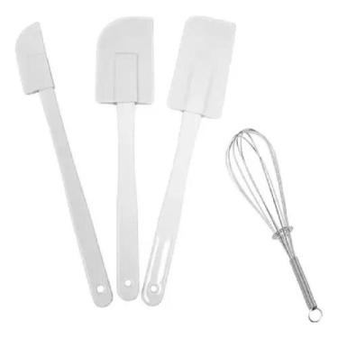 Imagem de Kit 3 Espátulas Culinária Cozinha Plástica 1 Batedor Fuê - Rodaless