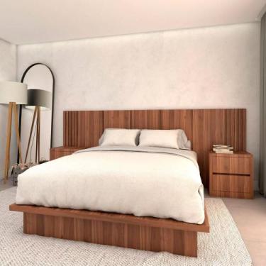 Imagem de Kit Quarto MDF Queen Sob medida com 2 Mesas e Cabeceira 3m - Casa Lar 