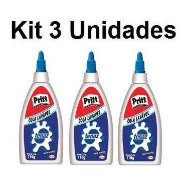 Imagem de Cola Branca Tenaz Pritt 110g Não Tóxica Escolar Lavável 3und