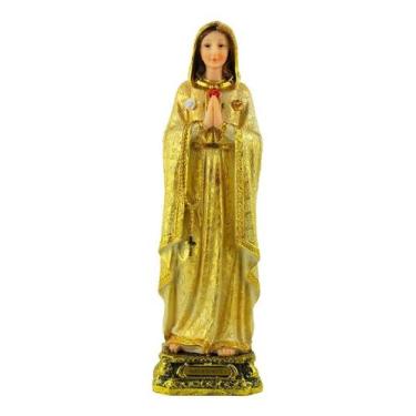 Imagem de Enfeite Resina Imagem Maria Rosa Mística Dourada Grande 41cm - Tasco