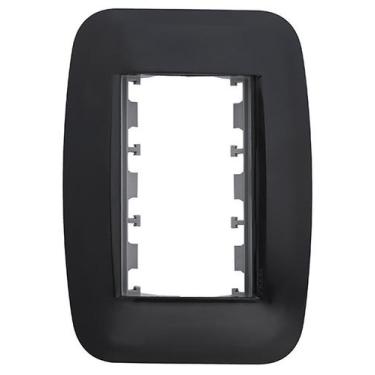 Imagem de Placa + bastidor 2x4 3 modulos preta classica pezzi