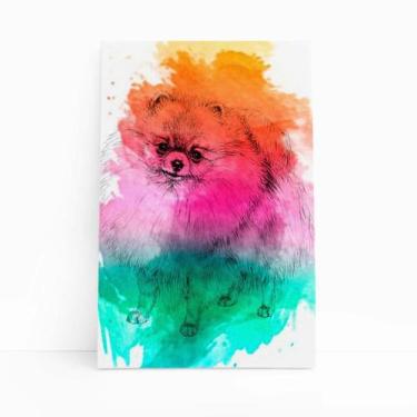 Imagem de Quadro Lulu Da Pomerânia Cachorro Aquarela Canvas 60X40Cm - Plimshop