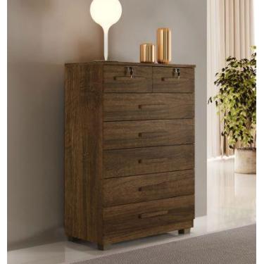 Imagem de Cômoda Com 7 Gavetas Barcelona Cor Imbuia Benetil