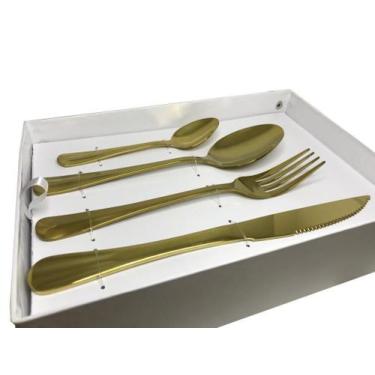 Imagem de Faqueiro Dourado Passion 16 Peças - By Fineza