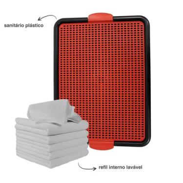 Imagem de Sanitário Plástico Pet Vermelho com 6 Refis Absorventes Laváveis - Qua