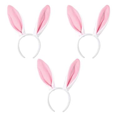 Imagem de Beistle 3 peças de tiara de orelhas de coelho para festa de Páscoa, acessórios de fantasia com tema de animais, comemorando com você desde 1900, tamanho único, branco/rosa