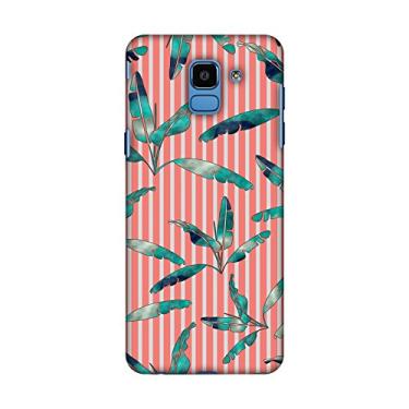 Imagem de AMZER Capa de encaixe rígida feita à mão com design de modelagem fina capa traseira para Samsung Galaxy J6 (2018) - Folhas de banana radiantes - Cor HD coral pálido, capa traseira ultra leve
