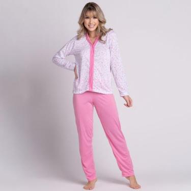 Imagem de Pijama Amamentação Longo Pós Cirúrgico Estampado - WLS Modas, Rosa, G