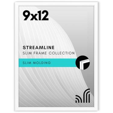 Imagem de Americanflat Porta-retrato de 22 x 30,5 cm com vidro resistente à quebra – Coleção simplificada – Moldura fina para mesa e parede – Ferragens para pendurar e suporte de cavalete incluídos – Branca