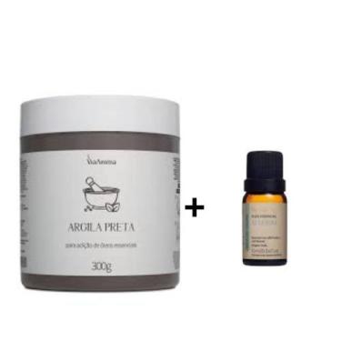 Imagem de Kit 1 Argila Preta 300 gramas + 1  Óleo Essencial Alecrim 10ml - Via A