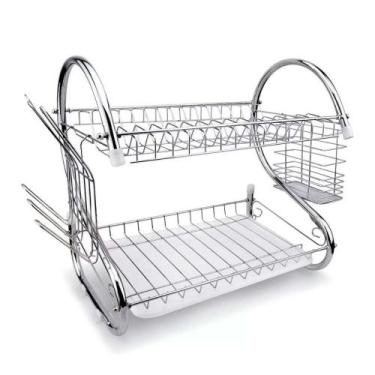 Imagem de Escorredor Loucas 15 Pratos Duplo Com Porta Talheres E Copo e Bandeja 