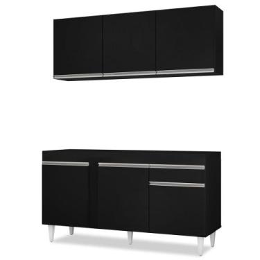 Imagem de Armário Aéreo Argélia e Balcão Para Pia 150cm Dakota Preto - Lumil - L