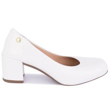 Imagem de Sapato Scarpin Feminino Salto Grosso Bico Quadrado Verniz - Lizeshoes,