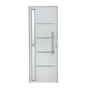 Imagem de Porta Lambril c/friso 2,10x80 lado DIREITO L-25 no alum. branco c/puxa