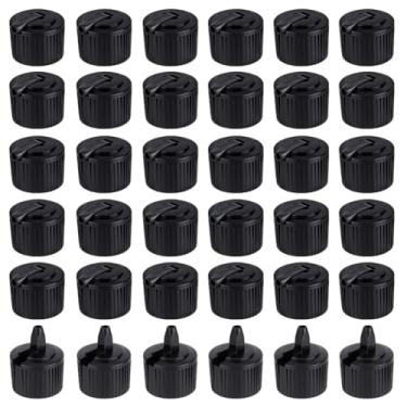 Imagem de OLYCRAFT Tampa dispensadora flip top 28/410 - Substituição preta para frascos de espremer hidratante de xampu - 36 tampas de plástico reutilizáveis, diâmetro interno de 28 mm