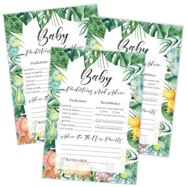 Imagem de Dinossauro Baby Predictions and Advice Cards, Baby Shower Game, pacote com 30 cartas de jogo, gênero neutro menino ou menina, divertido jogo de bebê e atividade - FA42