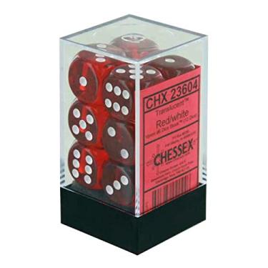 Imagem de Chessex Dice d6: Translucent Red/White Dice Block - Set of 12