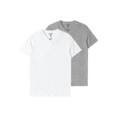 Imagem de Kit com 2 Camisetas Masculina Malwee 1000004422, Cinza, XGG
