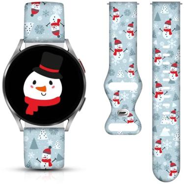 Imagem de Pulseiras de relógio de Natal e Dia das Bruxas compatíveis com Samsung Galaxy Watch 40 mm, 41 mm, 42 mm, 44 mm, 45 mm e 46 mm, pulseira de silicone de substituição de 20 mm para Galaxy Watch 5 / Watch 5 Pro / Watch 4 / Watch 4 Classic / Watch 3 (cinza natal)