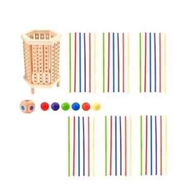 Imagem de Generic Brinquedo de puxar vara para crianças, jogo de tabuleiro interativo para crianças Montessori, de vara, brinquedos inteligentes de madeira para, Hexágono