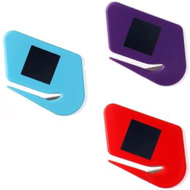 Imagem de Abridores magnéticos de cartas – pacote com 3 cortadores de envelopes, lâmina de abridor de correio com ímã, abridor de cartas para mulheres - roxo, vermelho, azul lago
