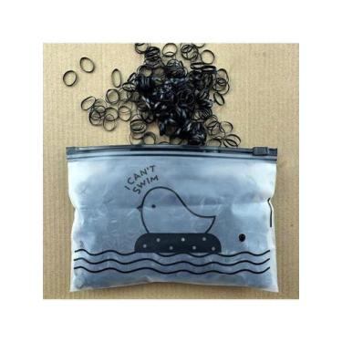 Imagem de Bolsa com 2000 elastico preto para  cabelo - bazar criativo