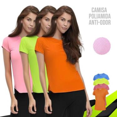 Imagem de KIT 3 Camisetas MALHA FRIA POLIMIDA femininas Blusinhas Dry Tecido Fur