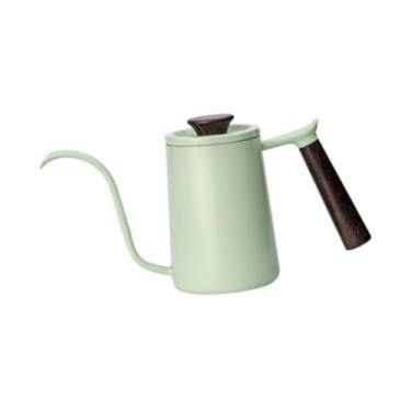 Imagem de Generic Chaleira de café pescoço de ganso, chaleira para despejar café, alça anti-escaldante, bico longo e estreito, chaleira para café para camping, Verde