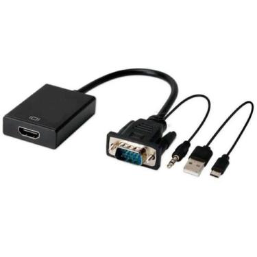 Imagem de Conversor VGA Para HDMI Saída 1080p Hd Tv Hdtv Áudio P2 - Exbom