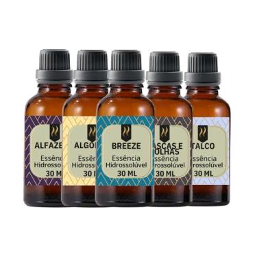 Imagem de Super Kit 5 Essências A Base Água Hidrossolúvel 30ml Difusor - Nattuar