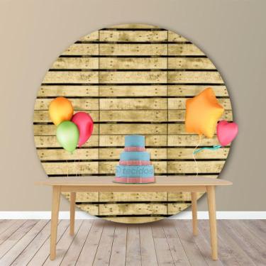 Imagem de Painel Redondo em Jacquard Estampado Madeira Pallet