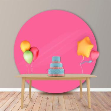 Imagem de Painel Redondo em Tecido Oxford Rosa Pink Chiclete Liso, 1,50, 1,50