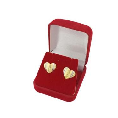 Imagem de Brinco Banhado a Ouro Fixo De Coração 3 Cores Bijou Art