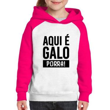 Imagem de Moletom Infantil Aqui é galo  - Foca na Moda, Branco, Rosa, 2