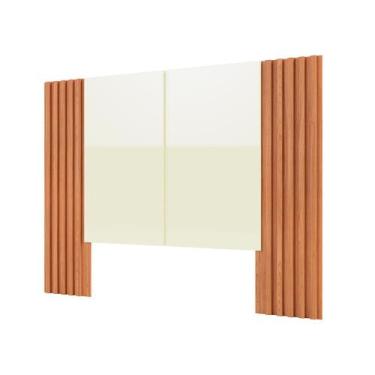Imagem de Cabeceira Ripada para Cama Casal 165x120cm MDF Freijó Off White - Móve