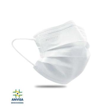 Imagem de Máscara Cirúrgica Tripla c/ELÁSTICO BRANCA caixa c/50 un. PROTDESC